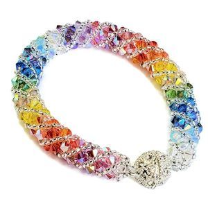 Rainbow Russian Spiral Preciosa Crystal Bracelet Rainbow Bracelet